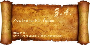 Zvolenszki Ádám névjegykártya